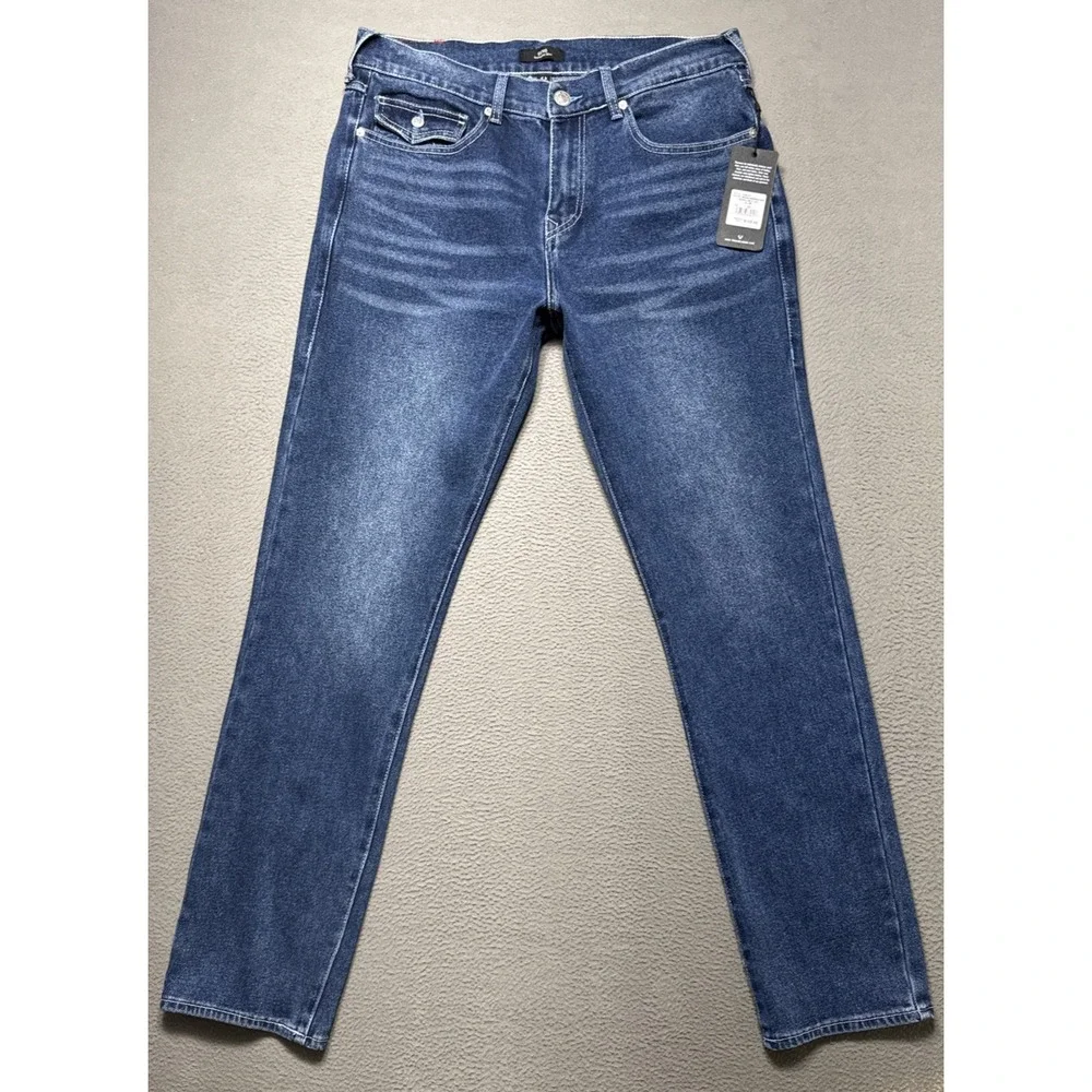 True Religion Geno Jeans Mens Sz 32x32 SN Flap Pocket Relaxed Slim Stretch Denim